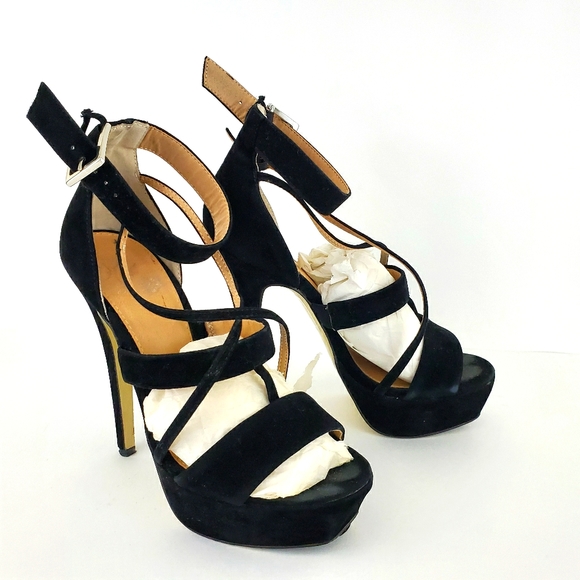 IOB Colin Stuart Strappy Velvet Platform Pumps 6.5 - Picture 1 of 11